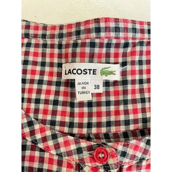 Lacoste Red Blue Plaid Tunic Top 38 US small 6 - Picture 5 of 5